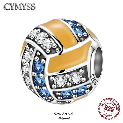 925 Sterling Silver Volleyball Sport Charm Bead for Bracelet