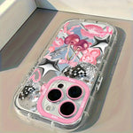 Cherry Bow Lip Print Mirror Phone Case For iPhone 17 Pro Max 16 15 14 13 12 11 Pro Max 7 8 Plus XR X XS Max 16E 17E Soft Cover