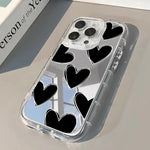 Black Heart Phone Case For iPhone 17 16 15 14 13 12 11 Pro Max 16e 17e XR X XS Max 7 8 Plus Make Up Mirror Shockproof Soft Cover