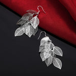 Sterling Silver Leaf Dangle Earrings for Women - Wedding Gift