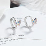 Sterling Silver Rainbow Butterfly Zircon Ring Earrings for Women