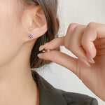 925 Sterling Silver Blue Zircon Stud Earrings for Women