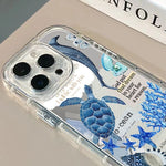 Blue Turtle Underwater World Phone Case For iPhone 17 Pro 16 15 14 13 12 11 Pro Max 7 8 Plus XR X XS Max 16E Luxury Mirror Cover