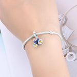 925 Sterling Silver Zircon Blue Bell Christmas Charm Bead