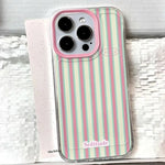 Simple Pink Blue Striped Design Clear Case for Samsung Galaxy S25 S24 S23 Ultra S22 Plus S21 FE A16 A55 A35 A52 A56 Soft Cover