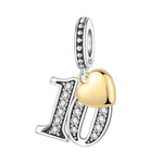 925 Sterling Silver Number Anniversary Charm Bead