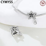 925 Sterling Silver Cutout Tassel Star Zircon Charm Bead