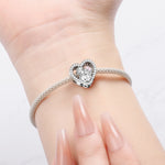 925 Sterling Silver Mother Daughter Embrace Heart Charm Bead