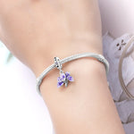 925 Sterling Silver Blooming Iris Flower Charm Bead