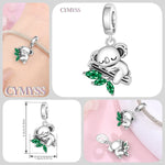 925 Sterling Silver Lucky Bird Dog Cat Animal Charm Bead