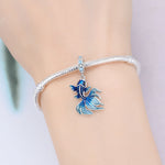 925 Sterling Silver Blue Betta Fish Ocean Pearl Charm Bead