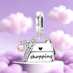 925 Sterling Silver I Love Shopping Charm Bead for Bracelet