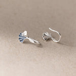 Sterling Silver Ginkgo Leaf Stud Earrings for Women