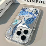Blue Turtle Underwater World Phone Case For iPhone 17 Pro 16 15 14 13 12 11 Pro Max 7 8 Plus XR X XS Max 16E Luxury Mirror Cover