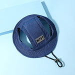 Adjustable Denim Pet Bucket Hat Ear Hole Design Dog Cat Summer Outdoor Sun Protection Costume Cap for Small Dogs Cats Kitten