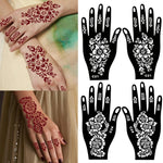 2pcs Reusable Henna Tattoo Stencils Flower Tattoo Template for Women Hand Fingers Painting Henna Stencil for Wedding Festival
