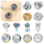 925 Sterling Silver Star Moon Sun Cross Heart Charm Bead Set