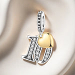 925 Sterling Silver Number Anniversary Charm Bead