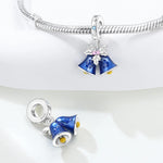 925 Sterling Silver Zircon Blue Bell Christmas Charm Bead