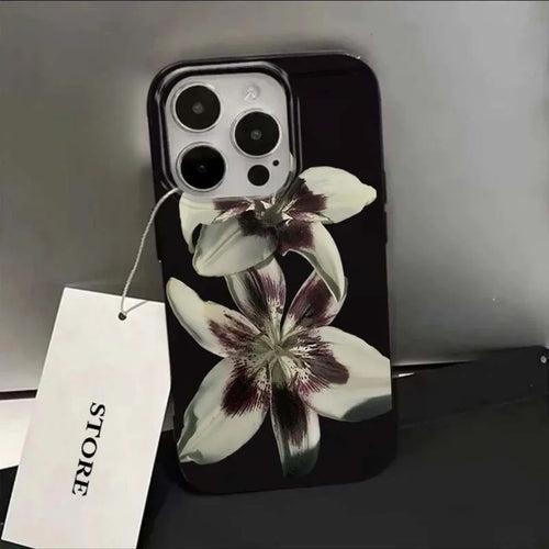 Lily Orchid Flower Print Soft Phone Case For iPhone 16 17 15 14 13 12 11 Pro Max XS X 7 8 16e 16 Plus SE 2022 Shockproof Cover