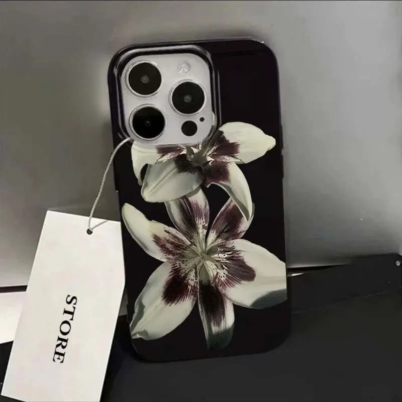 Lily Orchid Flower Print Soft Phone Case For iPhone 16 17 15 14 13 12 11 Pro Max XS X 7 8 16e 16 Plus SE 2022 Shockproof Cover