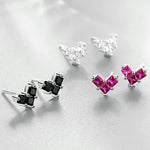 Sterling Silver Heart Zircon Stud Earrings for Women - Wedding Gift