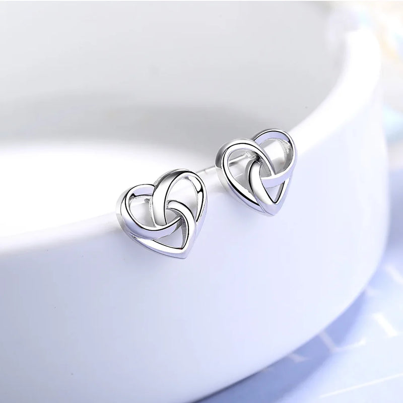 Sterling Silver Love Heart Stud Earrings for Women - Best Selling
