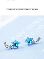 925 Sterling Silver Blue Star Crystal Stud Earrings for Women
