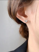 Sterling Silver Heart Zircon Stud Earrings for Women - Wedding Gift