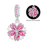 925 Sterling Silver Rotating Cherry Blossom Charm Bead