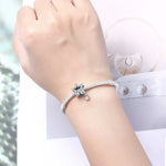 925 Sterling Silver Cutout Tassel Star Zircon Charm Bead
