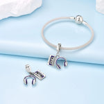 925 Sterling Silver Headphone Cassette Charm Bead for Bracelet