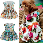 Summer Dog Clothes 3D Printed Pet Dress with Traction Ring for Small Dogs Chihuahua Yorkshire One-piece Dress Puppy Clothings