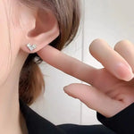 Sterling Silver Heart Zircon Stud Earrings for Women - Wedding Gift