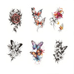 Waterproof Flower Temporary Tattoos for Women Floral Butterfly Tattoo Stickers for Hand Sleeve Back Body Art Fake Tattoo