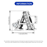 925 Sterling Silver CZ A-Z Alphabet Letter Charm Bead