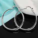 Sterling Silver 40mm Smooth Round Hoop Earrings for Women - Wedding